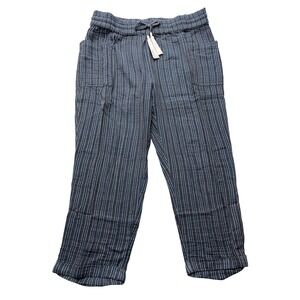 Sundance Pants Womens XL Navy Campari‎ Striped Drawstring Cropped Pockets Casual